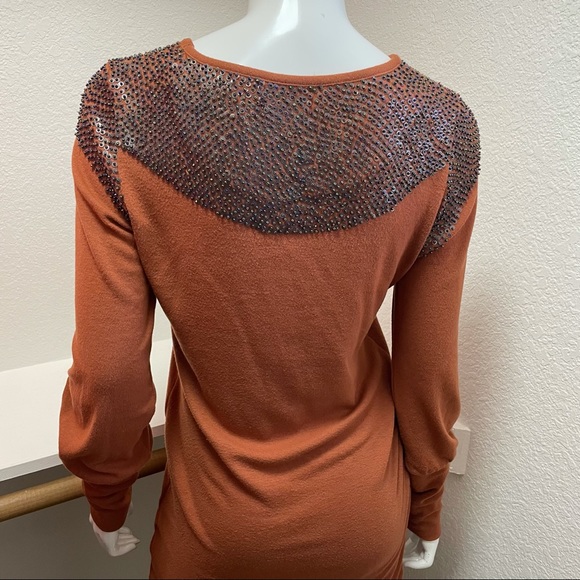 THEME🍂Beaded Beauty Copper Sweater Tunic/Dress Sz L - Picture 5 of 8